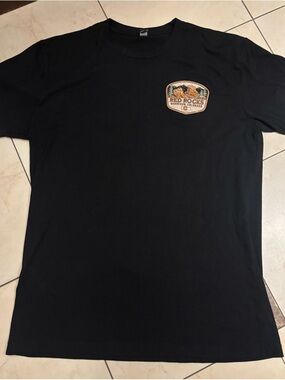 Next Level Apparel Black Short Sleeve Tee with Red Rocks Chest Patch